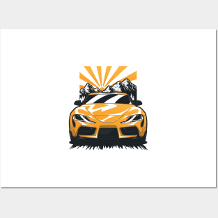 Yellow JDM Toyota Supra MKV Posters and Art